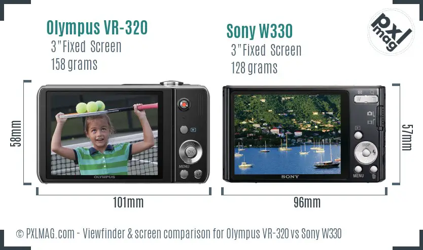 Olympus VR-320 vs Sony W330 Screen and Viewfinder comparison