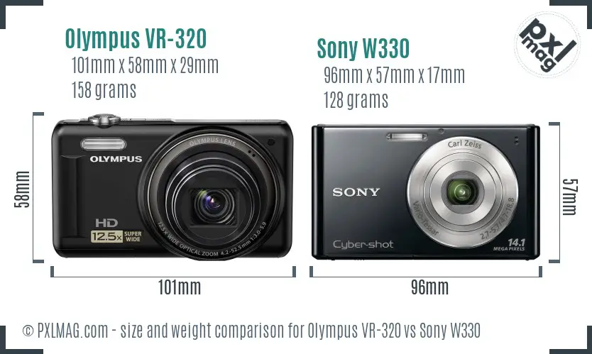 Olympus VR-320 vs Sony W330 size comparison