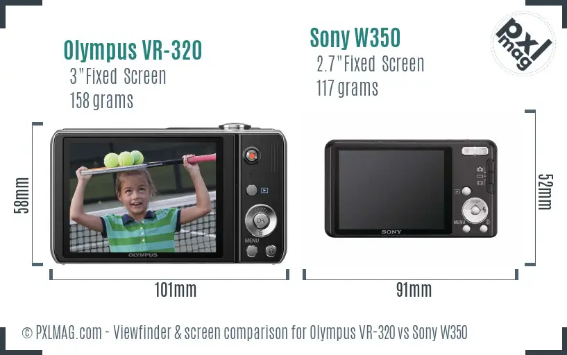 Olympus VR-320 vs Sony W350 Screen and Viewfinder comparison