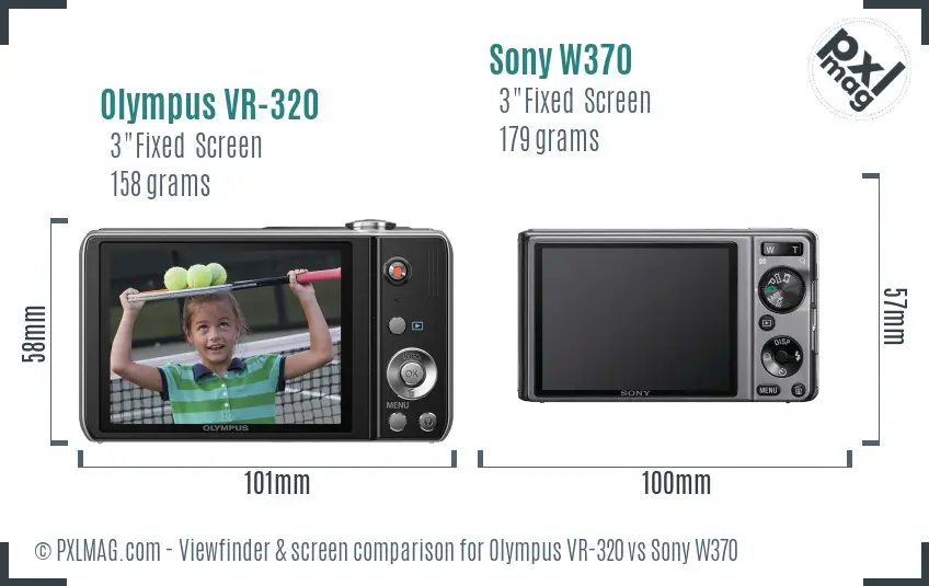 Olympus VR-320 vs Sony W370 Screen and Viewfinder comparison