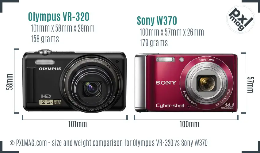 Olympus VR-320 vs Sony W370 size comparison