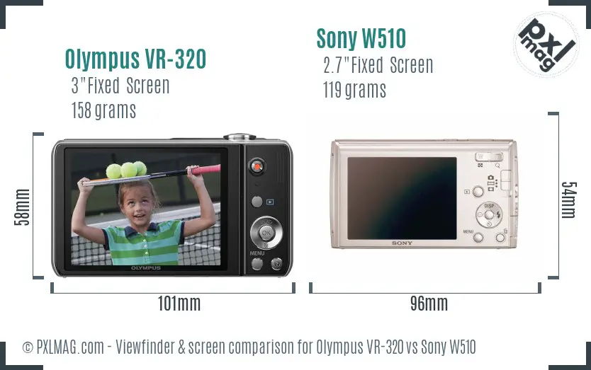 Olympus VR-320 vs Sony W510 Screen and Viewfinder comparison