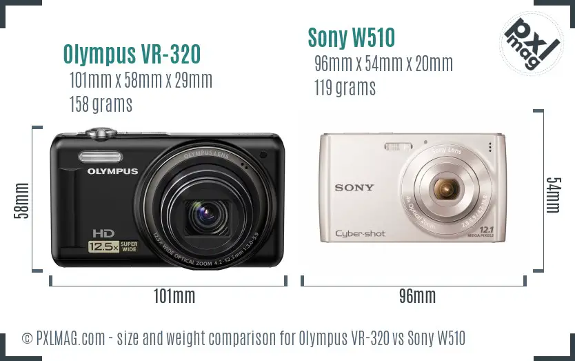 Olympus VR-320 vs Sony W510 size comparison
