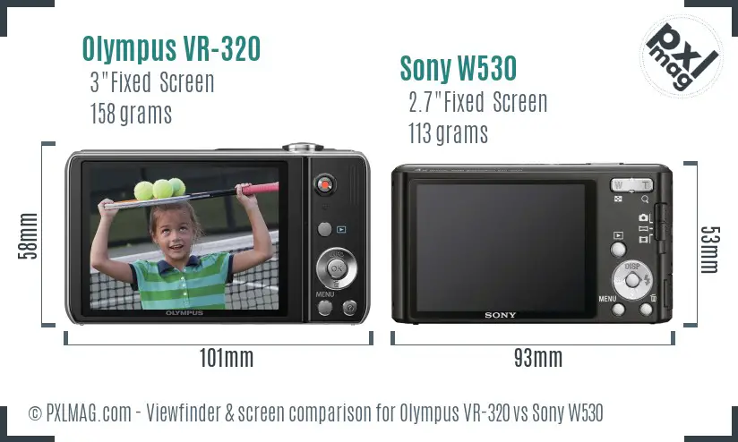 Olympus VR-320 vs Sony W530 Screen and Viewfinder comparison