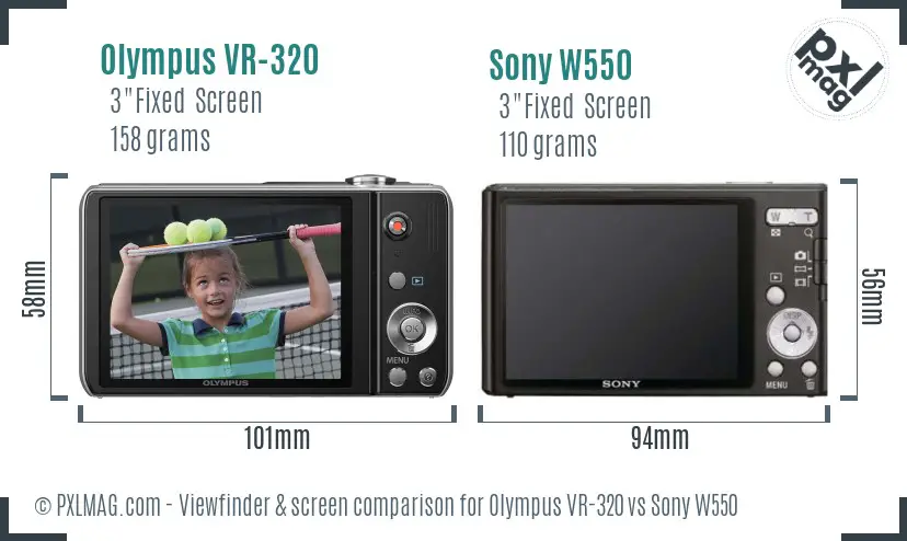 Olympus VR-320 vs Sony W550 Screen and Viewfinder comparison