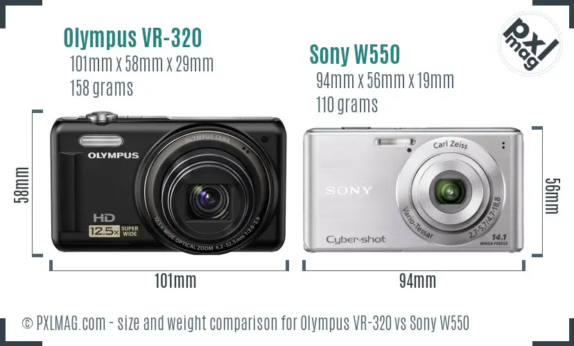 Olympus VR-320 vs Sony W550 size comparison