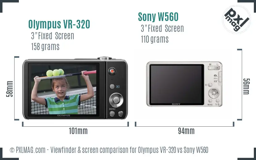 Olympus VR-320 vs Sony W560 Screen and Viewfinder comparison