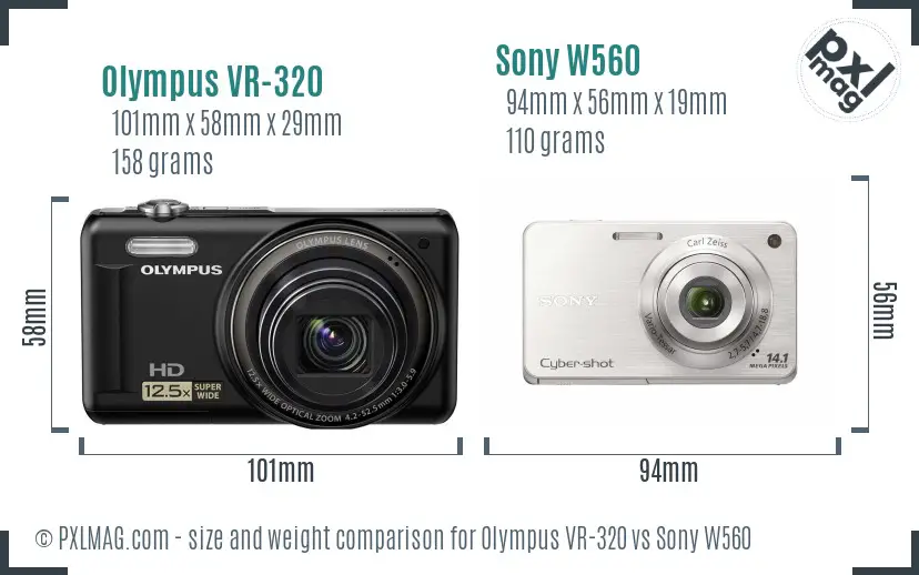 Olympus VR-320 vs Sony W560 size comparison