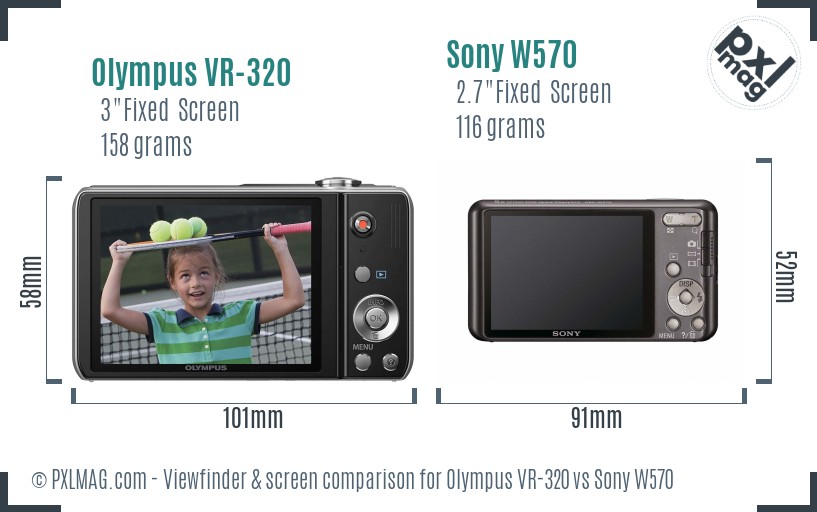 Olympus VR-320 vs Sony W570 Screen and Viewfinder comparison