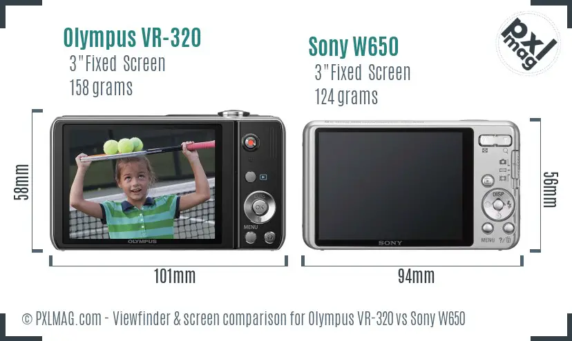 Olympus VR-320 vs Sony W650 Screen and Viewfinder comparison