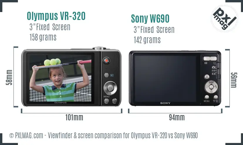 Olympus VR-320 vs Sony W690 Screen and Viewfinder comparison