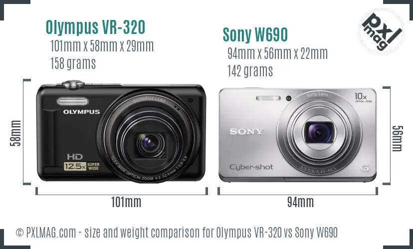 Olympus VR-320 vs Sony W690 size comparison