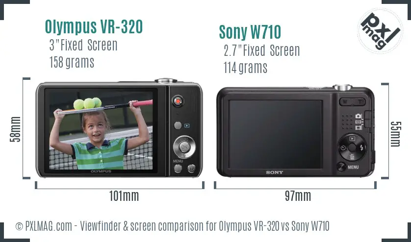 Olympus VR-320 vs Sony W710 Screen and Viewfinder comparison