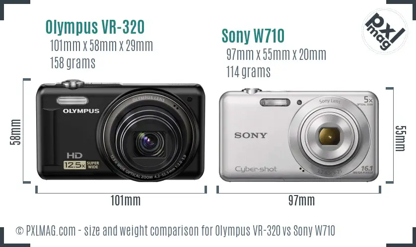 Olympus VR-320 vs Sony W710 size comparison