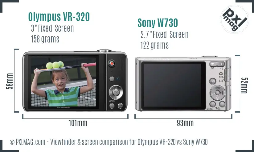 Olympus VR-320 vs Sony W730 Screen and Viewfinder comparison