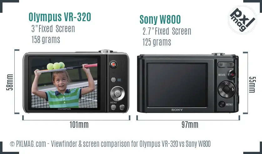 Olympus VR-320 vs Sony W800 Screen and Viewfinder comparison