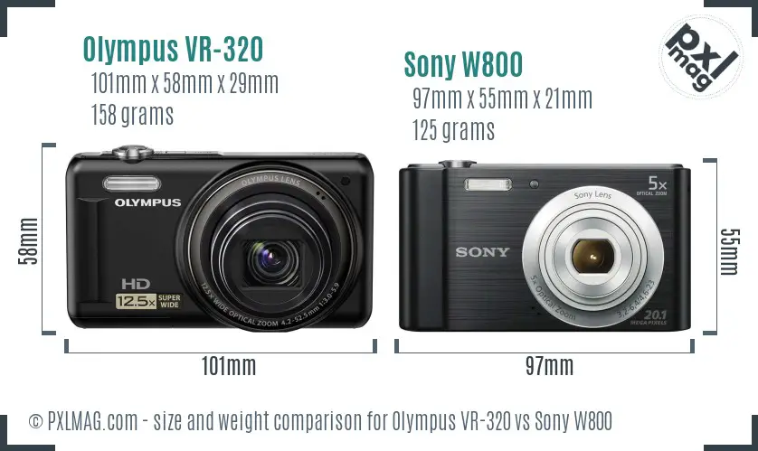 Olympus VR-320 vs Sony W800 size comparison