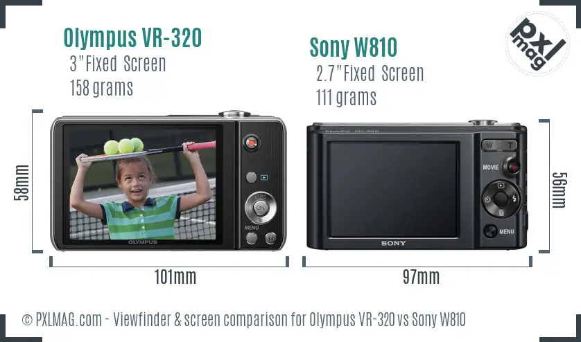 Olympus VR-320 vs Sony W810 Screen and Viewfinder comparison