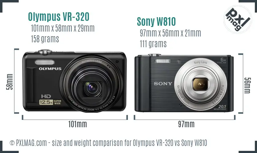 Olympus VR-320 vs Sony W810 size comparison