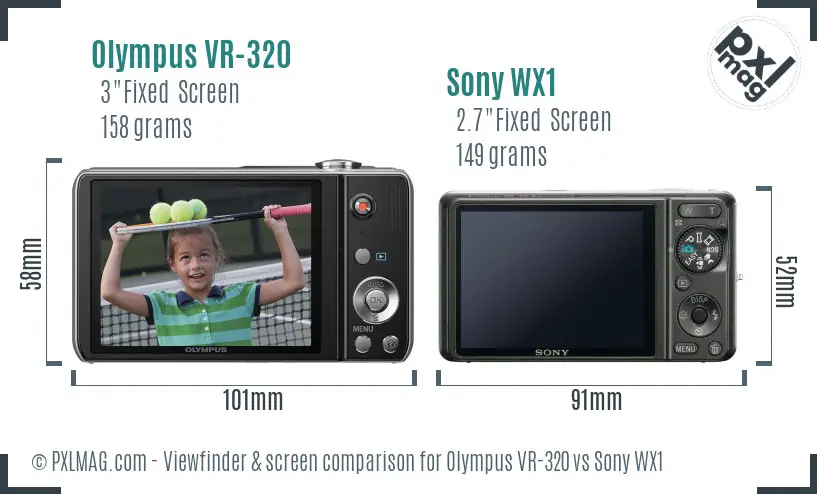 Olympus VR-320 vs Sony WX1 Screen and Viewfinder comparison