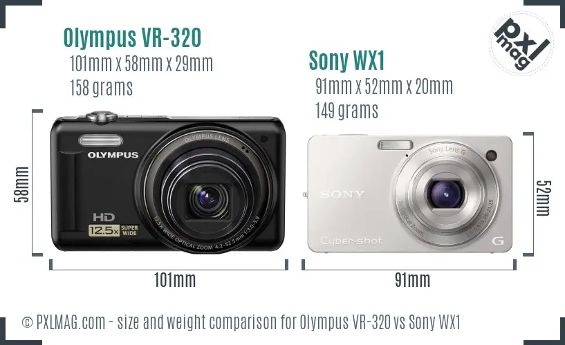Olympus VR-320 vs Sony WX1 size comparison