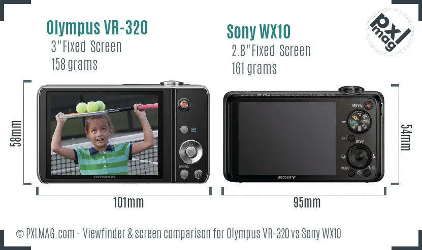 Olympus VR-320 vs Sony WX10 Screen and Viewfinder comparison