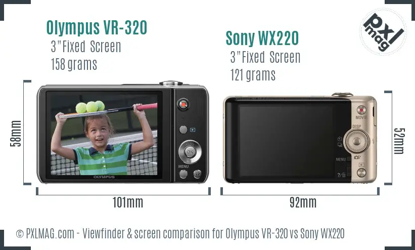 Olympus VR-320 vs Sony WX220 Screen and Viewfinder comparison
