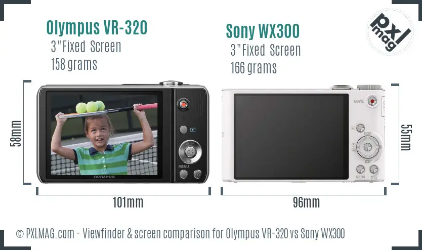 Olympus VR-320 vs Sony WX300 Screen and Viewfinder comparison