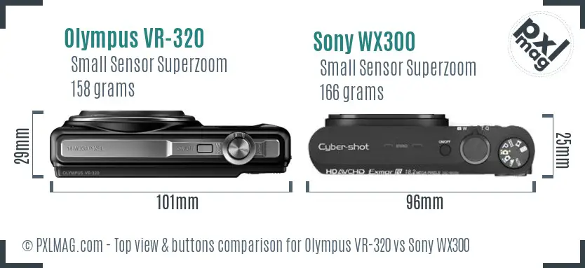Olympus VR-320 vs Sony WX300 top view buttons comparison