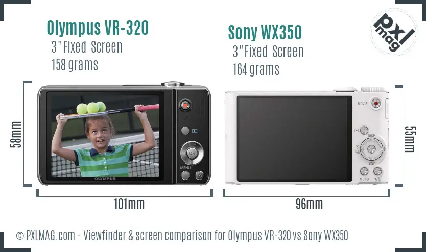Olympus VR-320 vs Sony WX350 Screen and Viewfinder comparison