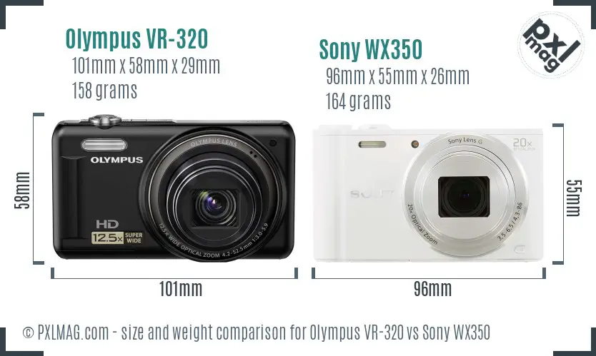 Olympus VR-320 vs Sony WX350 size comparison