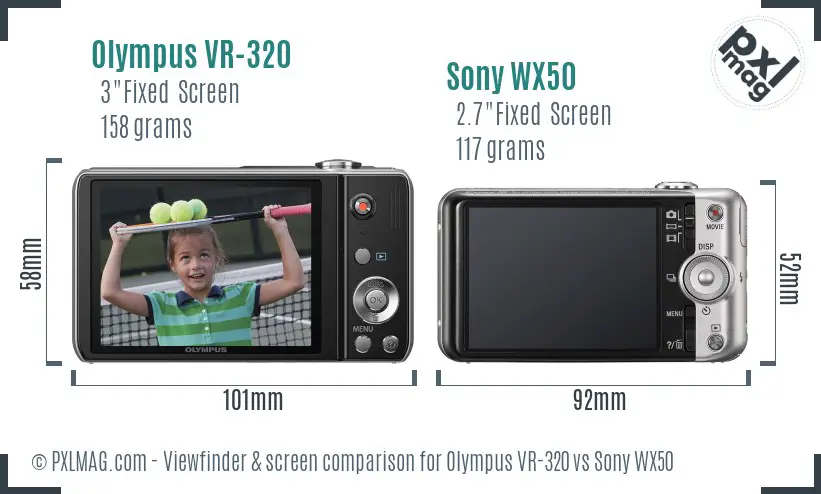 Olympus VR-320 vs Sony WX50 Screen and Viewfinder comparison