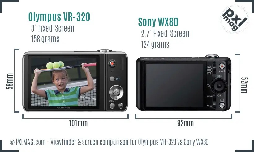 Olympus VR-320 vs Sony WX80 Screen and Viewfinder comparison