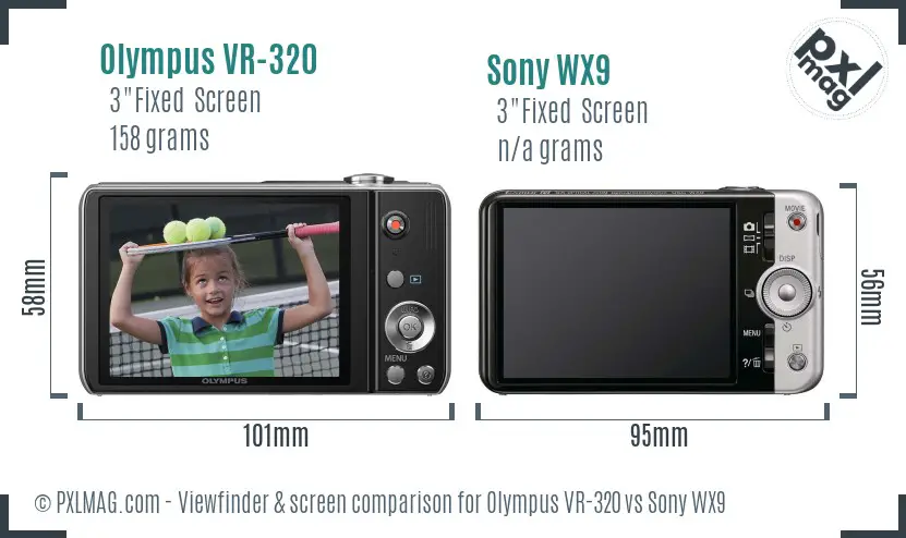 Olympus VR-320 vs Sony WX9 Screen and Viewfinder comparison