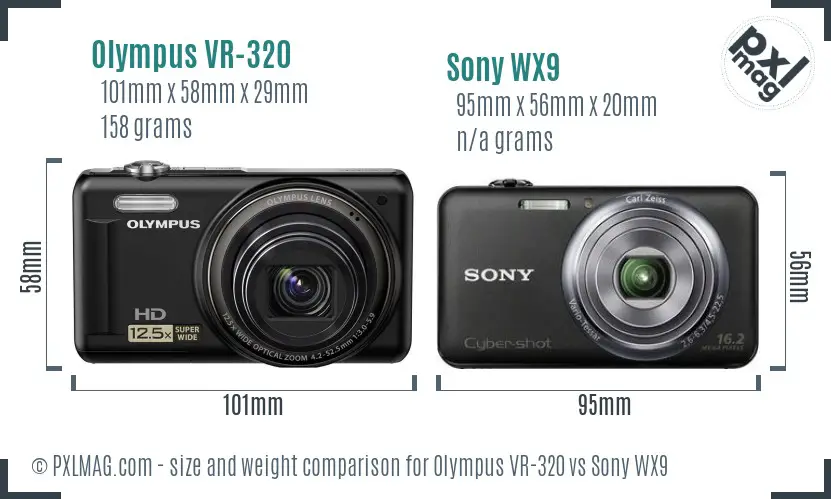 Olympus VR-320 vs Sony WX9 size comparison