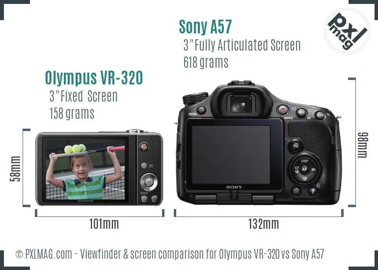 Olympus VR-320 vs Sony A57 Screen and Viewfinder comparison