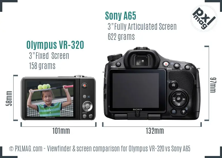 Olympus VR-320 vs Sony A65 Screen and Viewfinder comparison