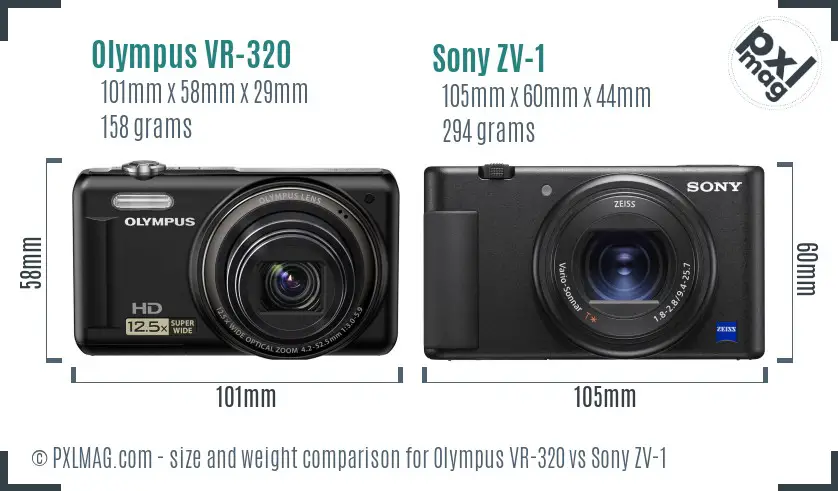 Olympus VR-320 vs Sony ZV-1 size comparison