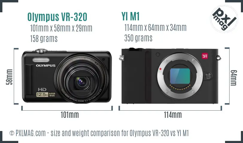 Olympus VR-320 vs YI M1 size comparison