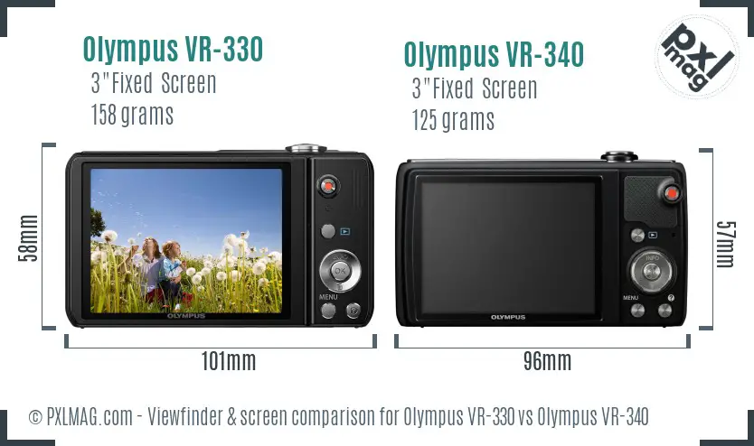 Olympus VR-330 vs Olympus VR-340 Screen and Viewfinder comparison