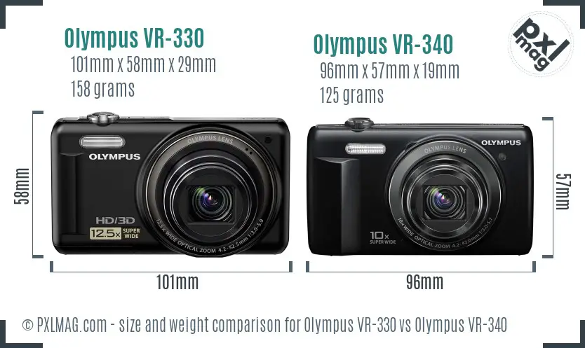 Olympus VR-330 vs Olympus VR-340 size comparison