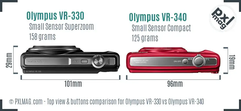 Olympus VR-330 vs Olympus VR-340 top view buttons comparison