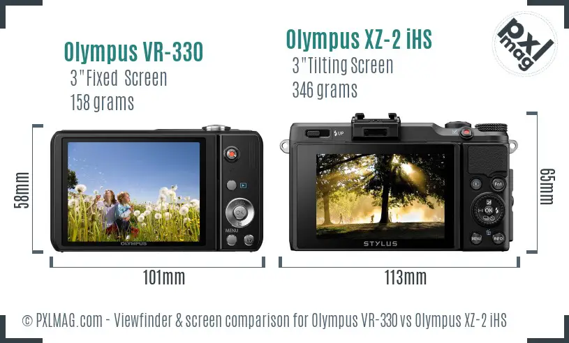 Olympus VR-330 vs Olympus XZ-2 iHS Screen and Viewfinder comparison