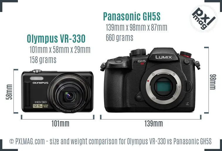 Olympus VR-330 vs Panasonic GH5S size comparison