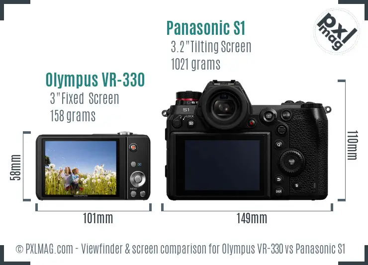 Olympus VR-330 vs Panasonic S1 Screen and Viewfinder comparison