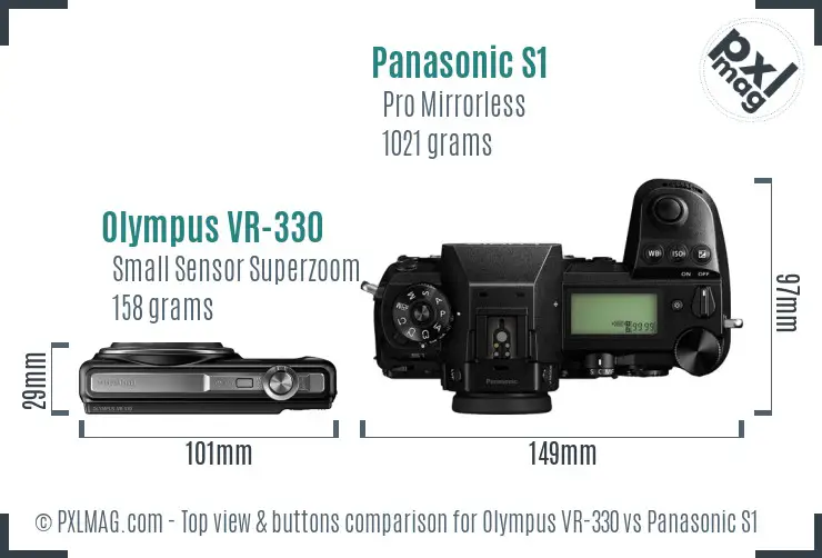 Olympus VR-330 vs Panasonic S1 top view buttons comparison