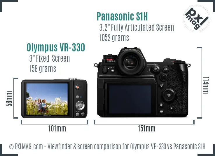 Olympus VR-330 vs Panasonic S1H Screen and Viewfinder comparison