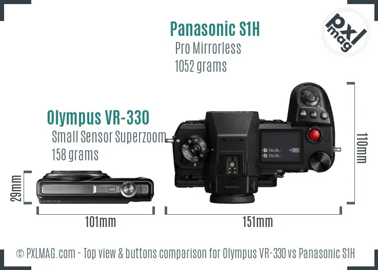 Olympus VR-330 vs Panasonic S1H top view buttons comparison