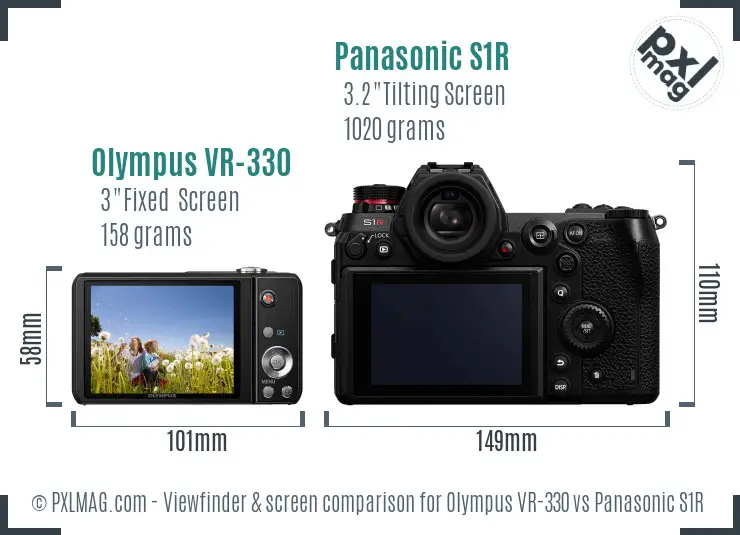 Olympus VR-330 vs Panasonic S1R Screen and Viewfinder comparison