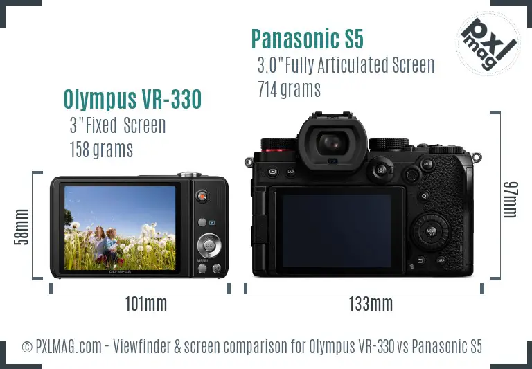 Olympus VR-330 vs Panasonic S5 Screen and Viewfinder comparison